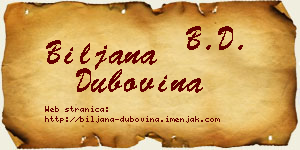 Biljana Dubovina vizit kartica